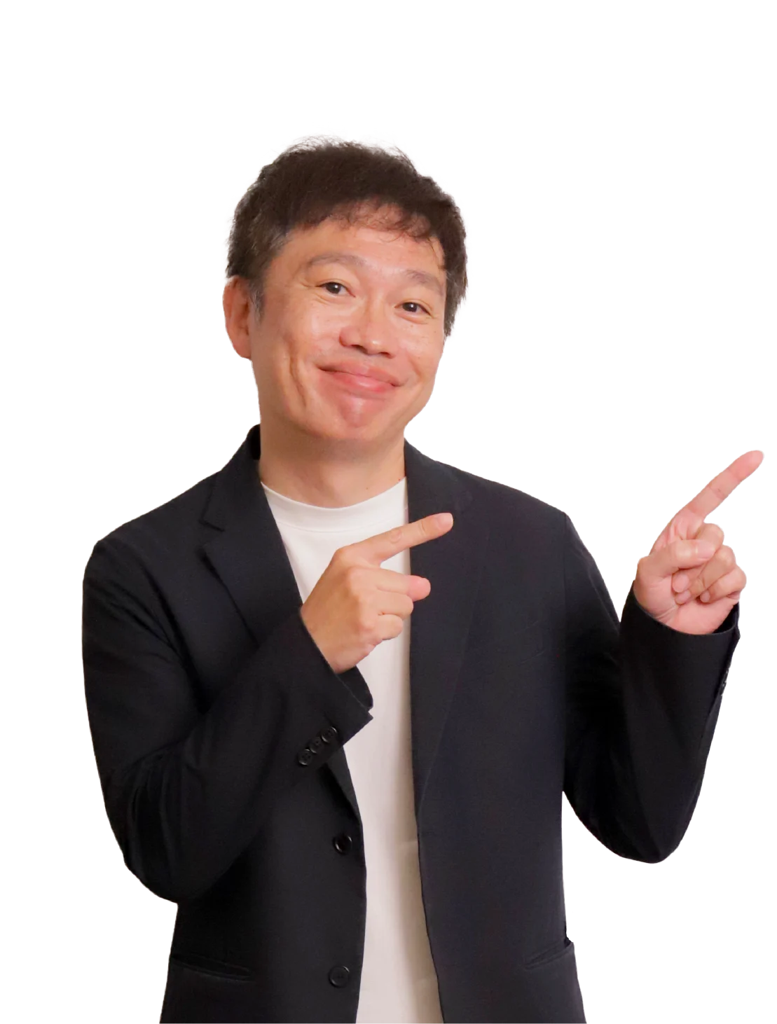 両手で指さす株式会社inadog代表の稲田敦